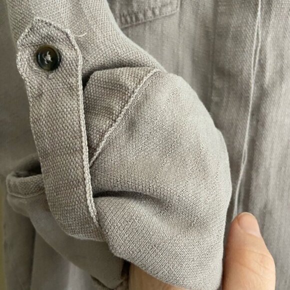 Velvet Heart Grey/Brown Button-Up Shirt with Frayed Hem Women’s Size Medium - Picture 7 of 7